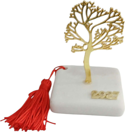 Kalliopi Silver Handmade Tabletop New Year's Lucky Charm Little Tree Gold Stone 2027 6x11cm
