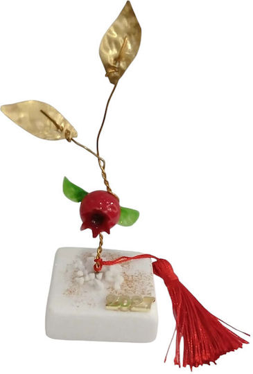 Kalliopi Silver Handmade Tabletop New Year's Lucky Charm Pomegranate Bronze Stone 2027 5x11cm