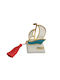 Kalliopi Silver Handgefertigter Neujahrs Glücksbringer Tischplatte Boot Blau aus Stein 2027 6x8cm