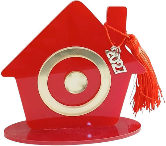 Kalliopi Silver Tabletop New Year's Lucky Charm Home Red Made of Plexiglass 2027 10x10cm