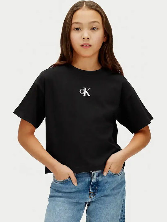 Calvin Klein Tricou Pentru Copii Negru Logo Boxy