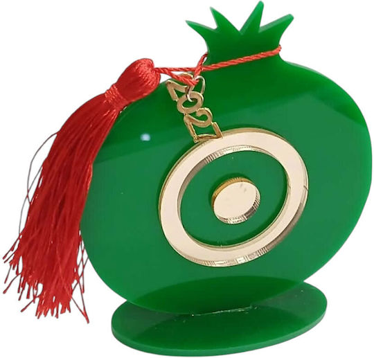 Kalliopi Silver Tabletop New Year's Lucky Charm Green Pomegranate Made of Plexiglass 2027 10x10cm