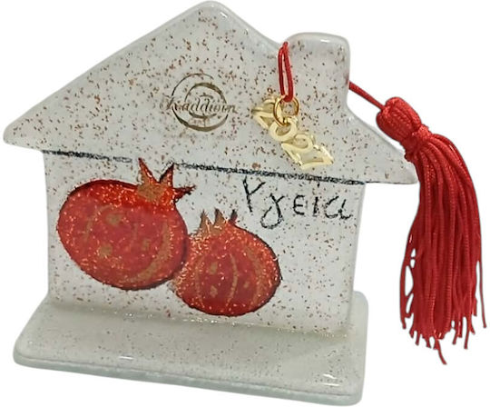 Kalliopi Silver Handmade Tabletop Home Lucky Charm White Made of Glass 2027 10x11cm