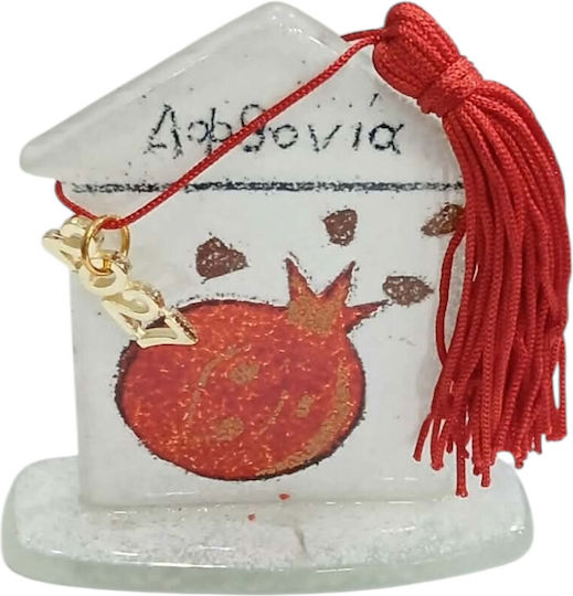 Kalliopi Silver Handmade Tabletop New Year's Lucky Charm Home White Glass 2027 5.5x8cm