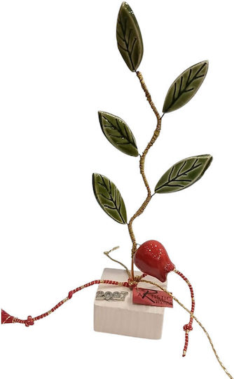 Kalliopi Silver Handmade Tabletop New Year's Lucky Charm Pomegranate Red Ceramic 2027 5x21cm