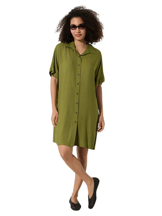 Summer Shirt Dress Khaki