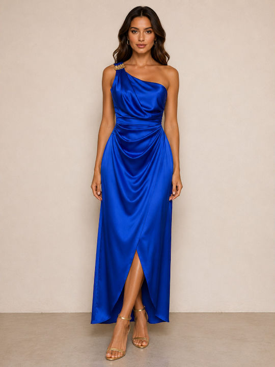 Summer Satin Slip Dress Blue