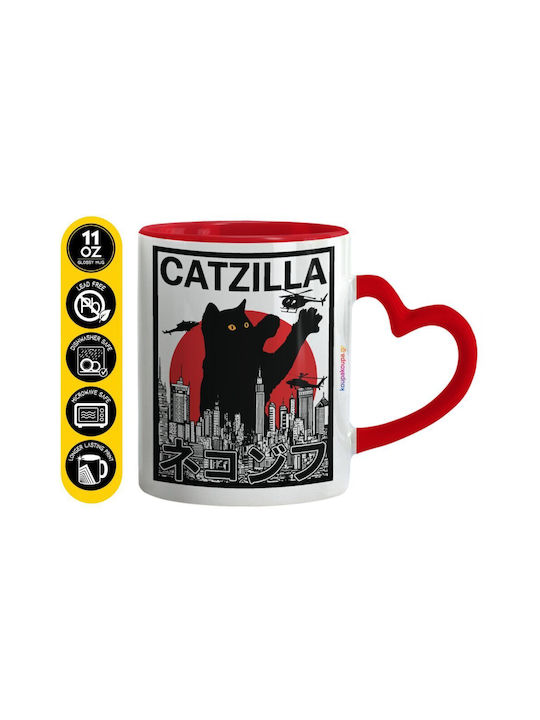 Koupakoupa Catzilla Ceramic Red Mug 330ml