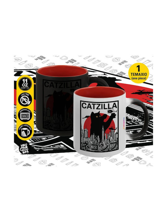 Koupakoupa Catzilla Heat Change Ceramic Mug Red...