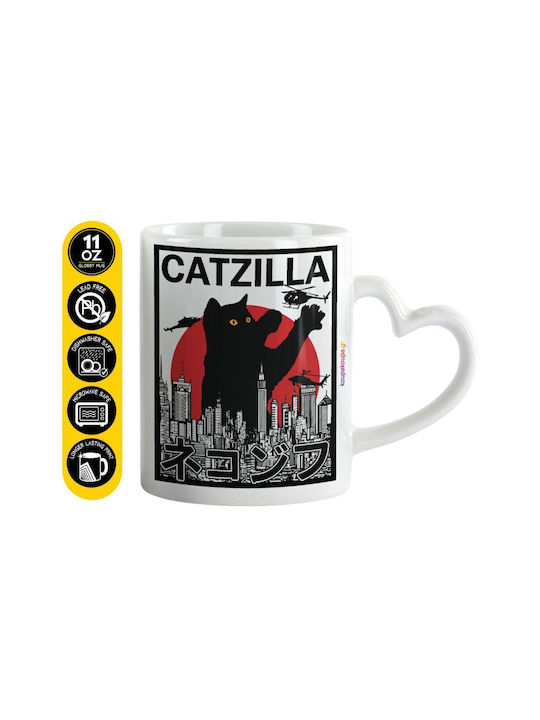 Koupakoupa Catzilla Ceramic White Mug 330ml