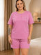Asel Summer Women's Pajama Set Cotton Pink
