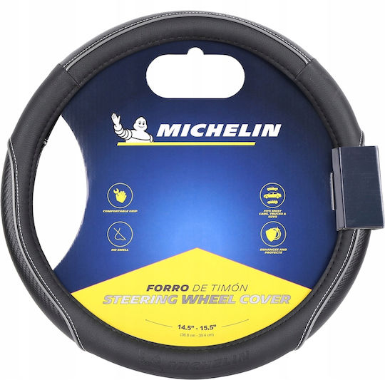 Michelin Husă Volan Auto Sintetică Neagră cu Cusătură Neagră