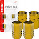Yellow Valve Caps 4 Pcs Aluminium Caps Car Motorcycle Bicycle