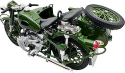 Model Static Militar Motocicletă Cu Sidecar Metalică Scara 1:10 Lumini Sunet