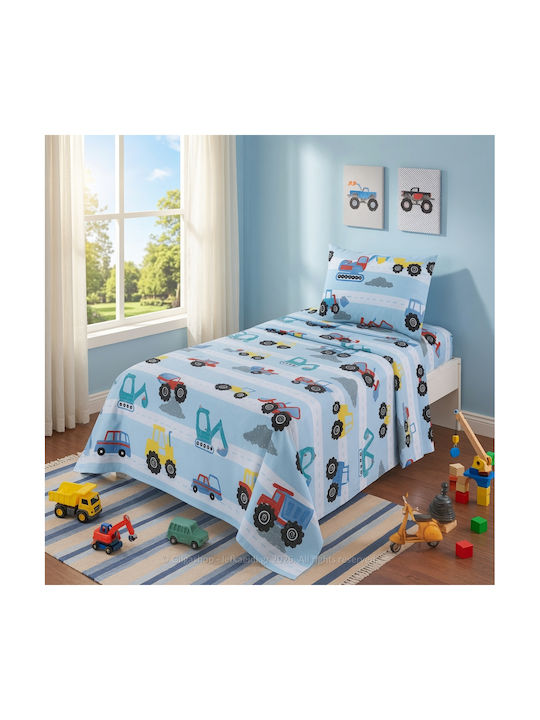 Casa Colori Single Sheets Set with Elastic Band Cotton Ccssl100e-n6 100x200cm 3 Pieces