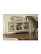 Berwyn 3414 Sideboard aus Metall & Glas Hellbeige 120x40x65cm
