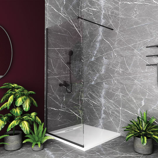 Orabella Serena Shower Screen with Sliding Door 60x185cm Mat Black
