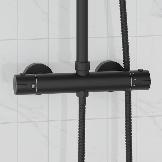 vidaXL Built-in Mixer & Shower Head Set for Shower Black