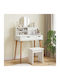 Floor-standing Bedroom Dressing Table Fauske from Solid Wood White with Mirror & Stool 76x50x103.5cm