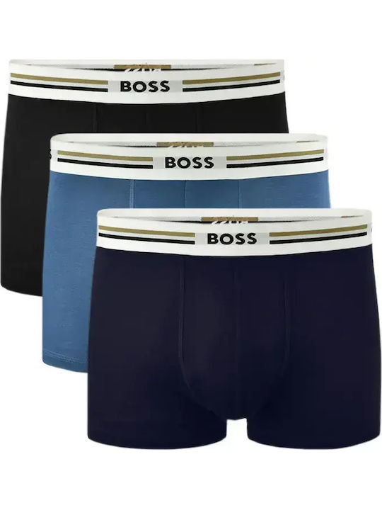 Boss Ανδρικά Μποξεράκια Μαύρο|μπλε 3Pack