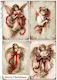 Decoupage Rice Paper with Angels Red Ribbon Cult 0199 22x32cm