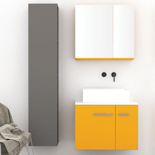 Orabella Unitate De Mobilier Pentru Baie Cu Lavoar Și Oglindă L70xA45xÎ50cm Culoare Lemn