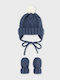 Set Kids Beanie with Gloves Knitted Blue for Newborn