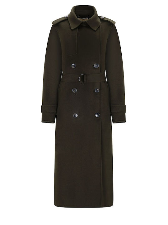Women's Khaki Wool Coat
