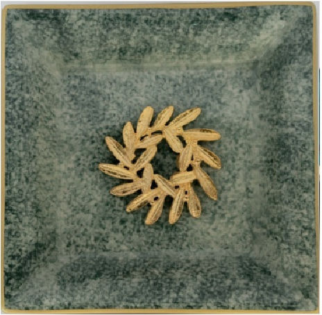 Platou Decorativ Ceramic Verde 18x18cm
