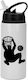 Water Bottle Basketball 600ml White Black Cap