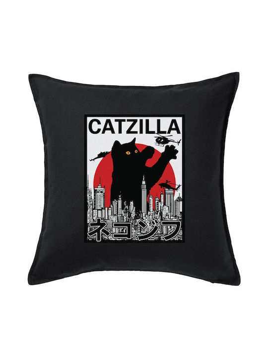 Koupakoupa Sofa Cushion Catzilla 100% Cotton Black 50x50cm