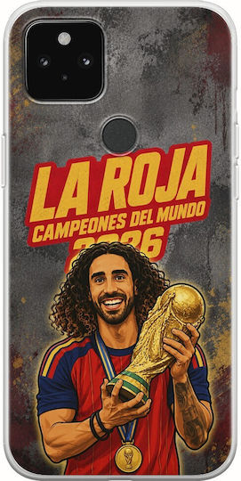 La Roja Campeones Del Mundo Marc Cucurella Google Pixel 5a 5G Flexible TPU Transparent Silicone Case