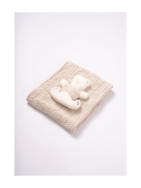 Evita Gestrickte Wickeltuch für Kinderzimmer Beige mit Tier