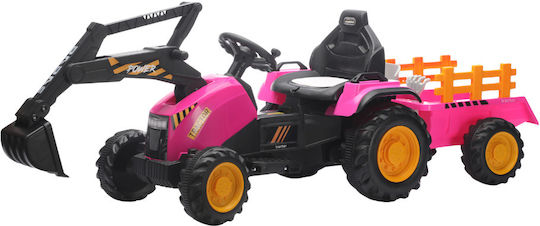 Kinderfahrzeug mit Traktor Elektrisch mit Anhänger 12 Volt Rosa für 5+ Jahre
