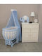 SteweHome Blue Crib with Mattress and Wheels