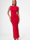 Summer Maxi Evening Dress Open Back Red