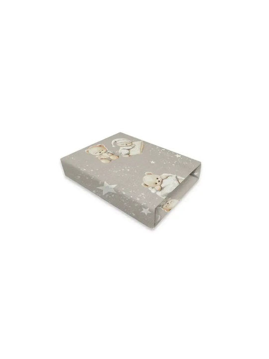 MimiNu Lenjerie De Patut Bebe Pentru Patut Din Bumbac Cu Cauciuc Bej 84.5x50.5cm