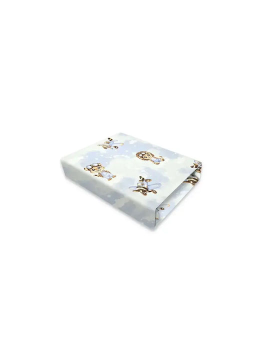 Qmini Set Lenjerii De Patut Bebe Pentru Patut Bumbac Cu Cauciuc Bej 84.5x50.5cm
