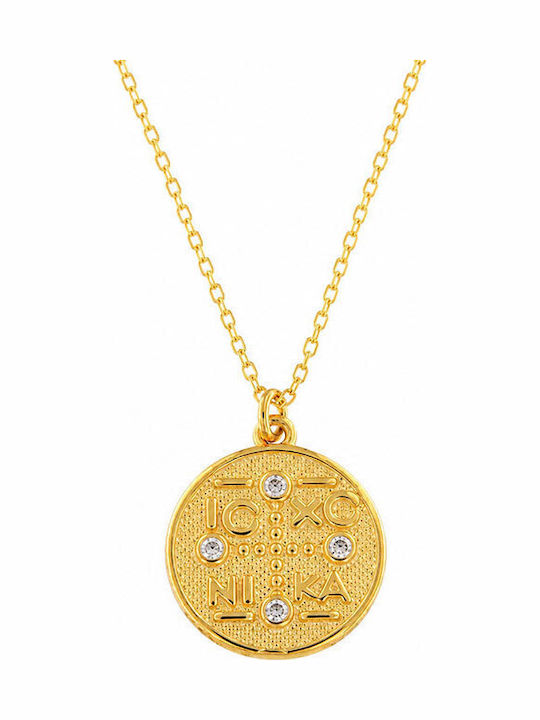Ios Necklace Talisman From Gold Plated Silver With Zircon