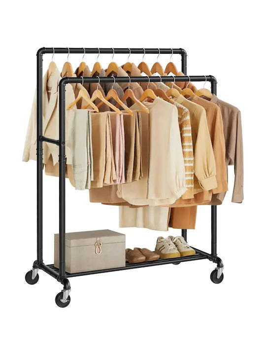 Songmics Cu Roți Rack de Podea din Metal Negru 162x59cm