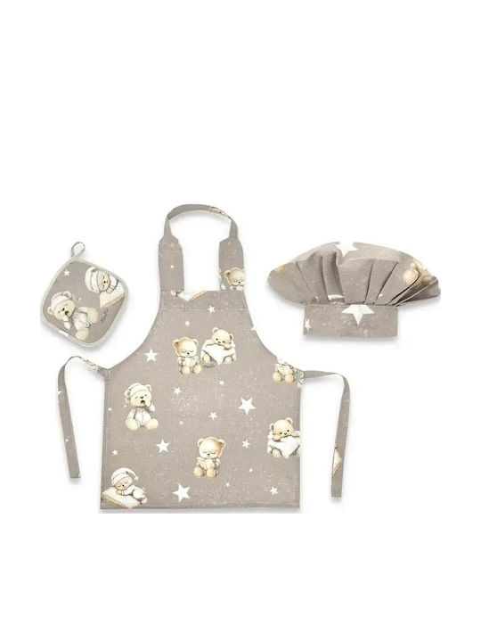 MimiNu Kinder Schürze mit Kochmütze Beige