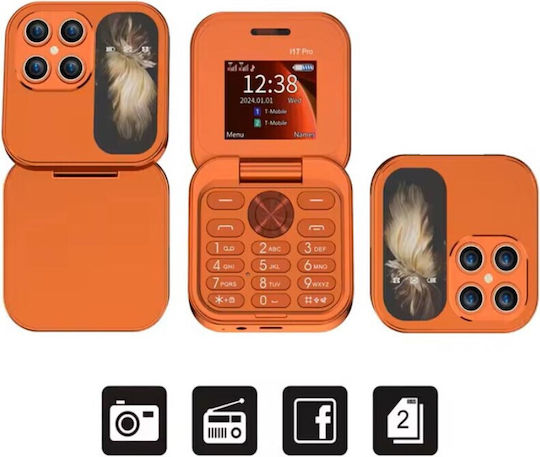 i17 Pro Dual SIM Button Mobile Phone Orange