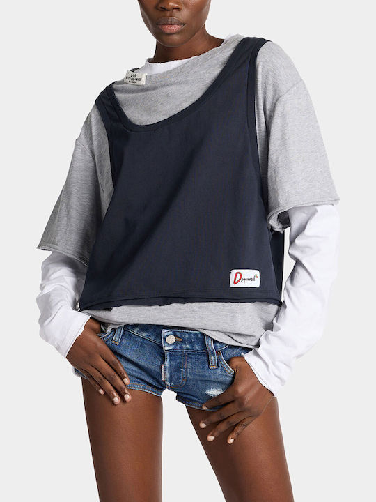 Γυναικεία Μπλούζα Blue Navy/grey Melange/white