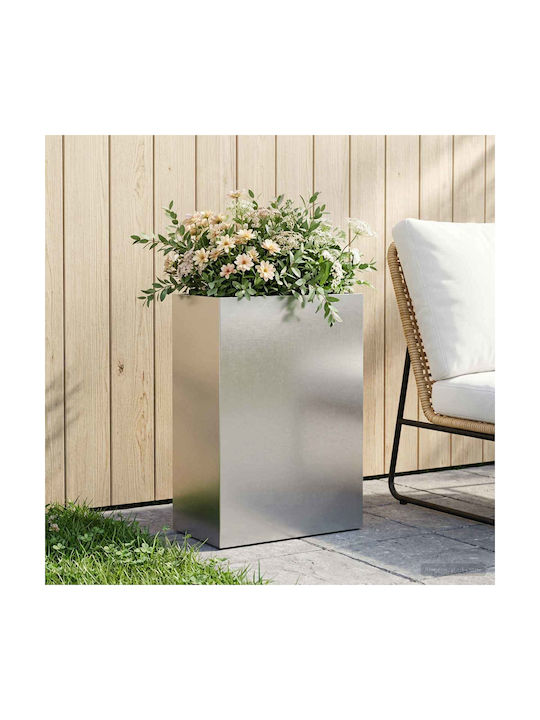 vidaXL Metallic Silver Flower Pot 50x30x75cm