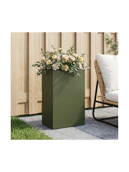 vidaXL Metallic Flower Pot Olive 50x30x75cm
