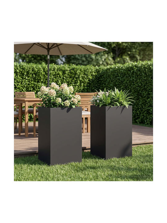 vidaXL Set of 2 Metallic Black Flower Pots 30cm