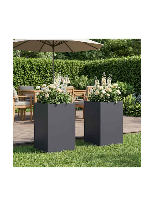 vidaXL Set of 2 Metallic Flower Pots Anthracite...