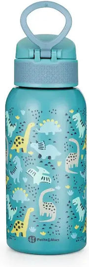 Petite & Mars Sticlă Pentru Copii Termos Dinozauri Din Oțel Inoxidabil Albastru 500ml
