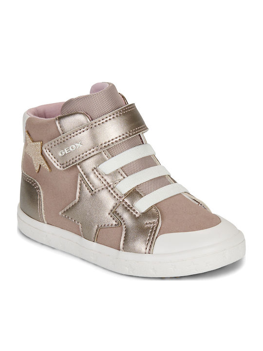 B Gisli Kids Sneakers High Anatomic with Hoop & Loop Closure Gold