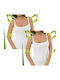 Women's T-Shirts White with Spaghetti Strap 2Pack
